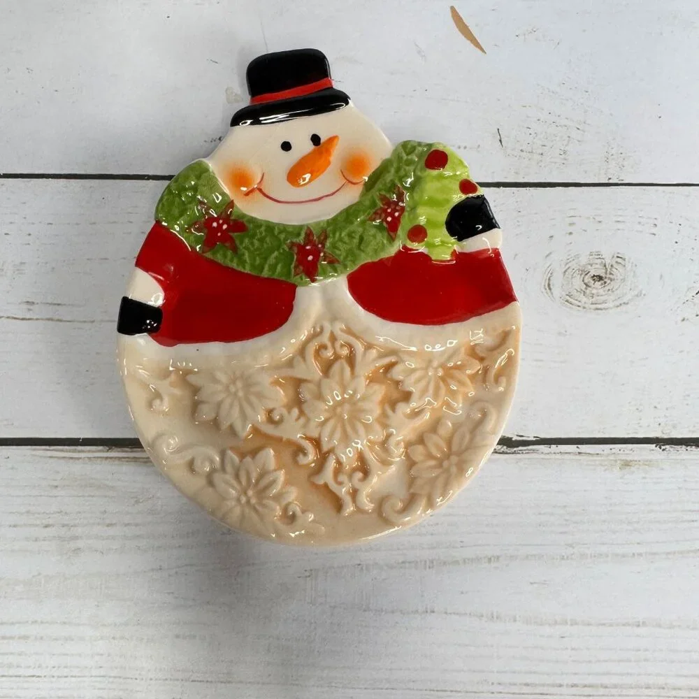 Snowman Themed‎ Ceramic Holiday Soap Dish Spoon Rest Holiday Decor